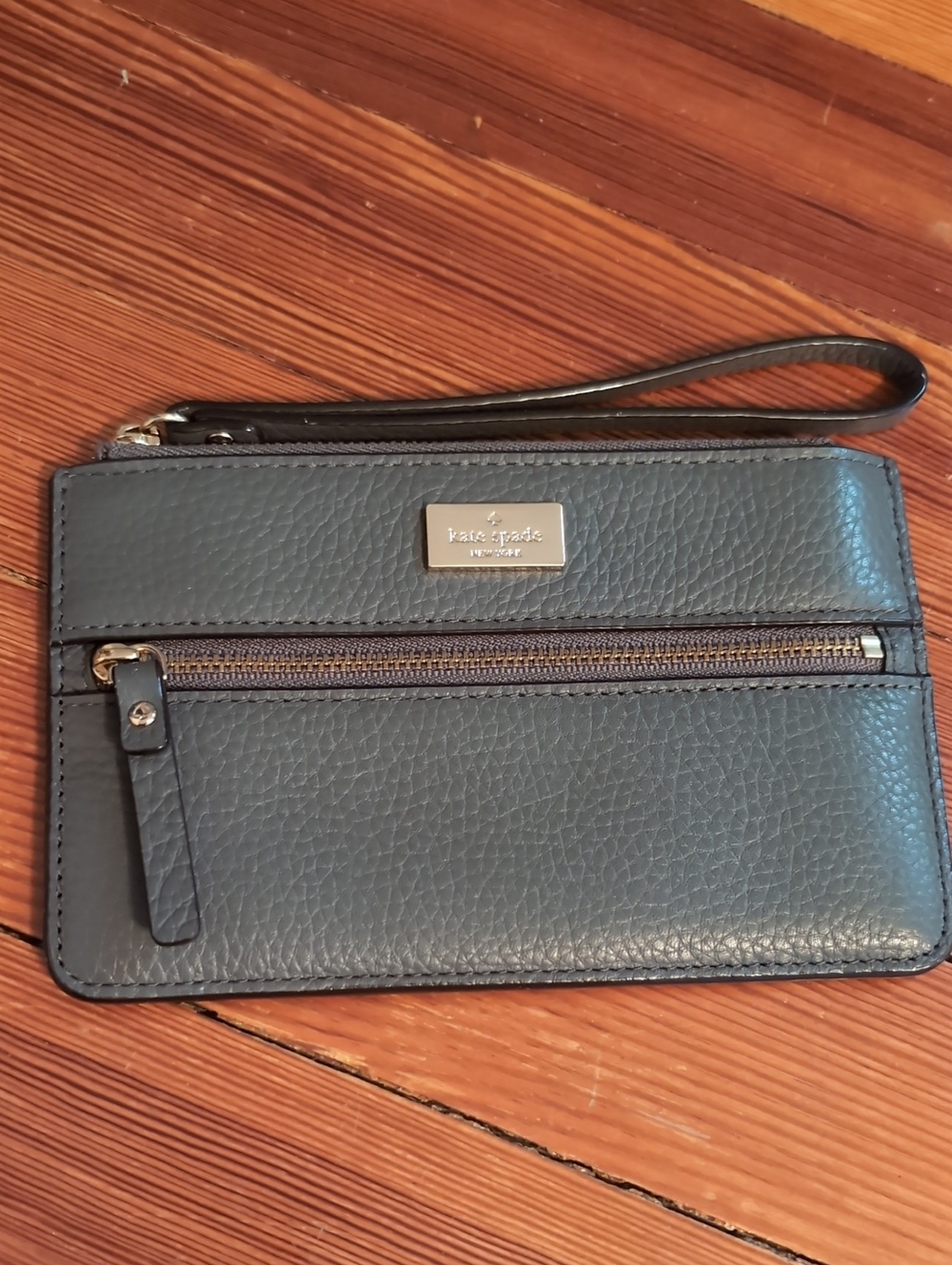 kate spade Olive Green pebbled leather wristlet